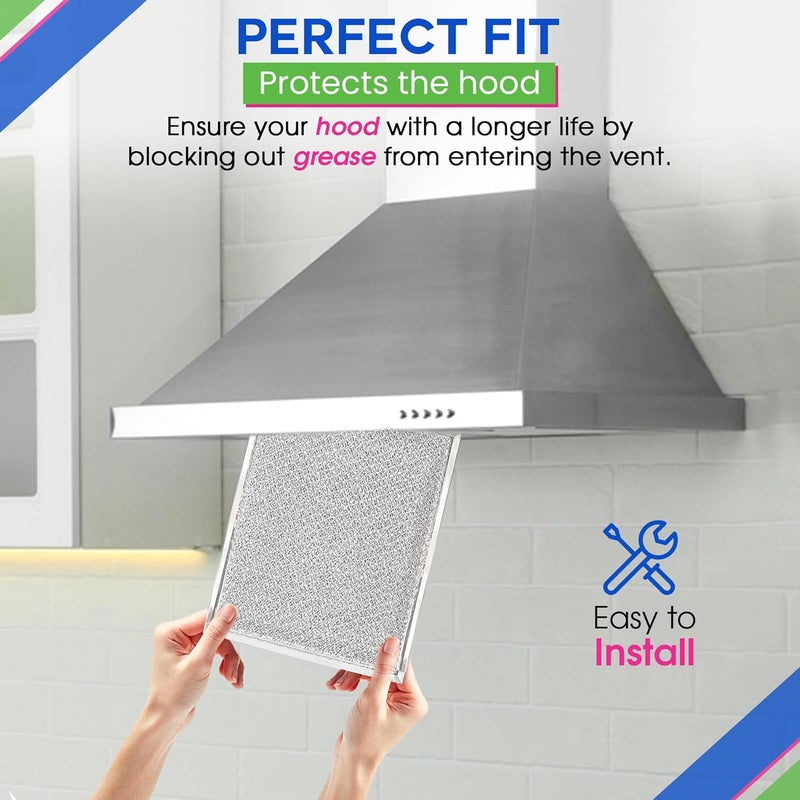 Bagean Stove Hood Vent Filter 8" x 9.5" BP55 Compatible with Broan Range Hood Filter Replacement and NuTone Kitchen Exhaust Fan - Aluminum Screen Blocks Grease & Filters Over Oven Air (2-Pack) - Image 5